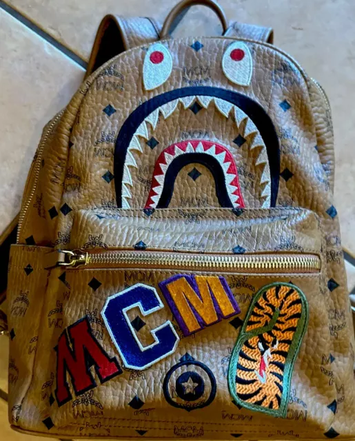 Mcm x bape shark stark backpack cheap